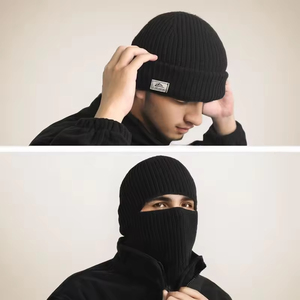 Gorro de pescador con puños cortos y logotipo de etiqueta privada personalizado, gorro de punto con 1 Agujero, cubierta de cara completa, pasamontañas de esquí de invierno para adultos para exteriores - Product Image 3