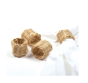 Rond de serviette de décoration de table de fête de banquet de mariage avec anneau de serviette et support en rotin - Product Image 3