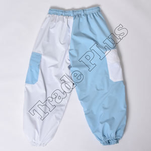 Pantalon de neige à blocs de couleur bleu et blanc de nouvelle conception avec coque imperméable, poches à fermeture éclair sécurisées et ceinture à cordon de serrage - Product Image 2