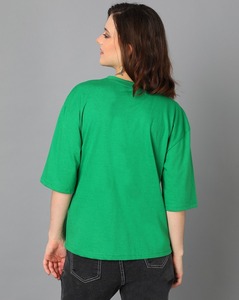 เสื้อยืดผู้หญิงแขนสั้นเปิดไหล่สีทึบสีล้วนสำหรับฤดูร้อนดีไซน์ใหม่ - Product Image 2
