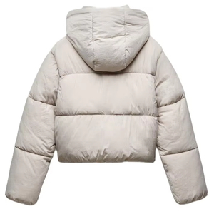 Veste d'hiver matelassée de haute qualité pour homme, design en duvet de canard, capuche, patchwork, doublure en laine, polyester uni teint, fermeture à ceinture - Product Image 1