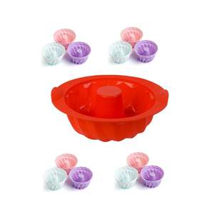 Juego de Utensilios para Hornear Silcap de 13 Piezas Big Chef, Molde para Pastel de Silicona de 1 Pieza y Molde para Pastel de Silicona para 12 Muffins - Product Image 1