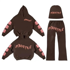 Survêtement d'entraînement en polaire pour hommes, ensemble deux pièces imprimé solide pour le jogging d'hiver, combinaison de sport respirante - Product Image 3