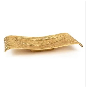 Plateau à feuilles décoratif doré moderne pour fruits secs pour décoration de table, vaisselle en aluminium coulé - Product Image 2