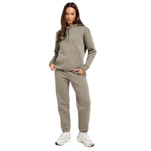 Conjunto de chándal de lana con capucha para mujer, algodón, poliéster, dos piezas, invierno, nueva moda, logotipo personalizado - Product Image 1