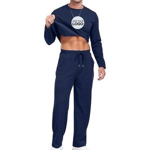 Ensemble de survêtements 2 pièces pour hommes-Tenues décontractées à manches longues et col rond-Pull-over Active Jogging Sportswear - Product Image 3