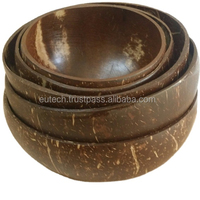 Mangkuk Tempurung Kelapa Organik Ramah Lingkungan 100% Buatan Tangan EUTECH, Coklat Alami, Diameter 13-14cm, Kedalaman 6cm, Tahan Air, Dipoles