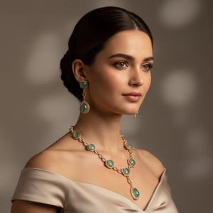 Trendy Emerald & Polki Diamond Haar <b>Necklace</b> | 925 <b>Silver</b> Pendant | Bridal Wedding Jewelry | Statement Indian <b>Necklace</b> - Product Image 3