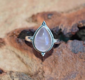 <b>Rose</b> <b>Quartz</b> Cabochon Pear 925 Solid Silver <b>Ring</b> Collet <b>Ring</b> Handmade <b>Rose</b> <b>Quartz</b> Gemstone <b>Ring</b> Jewelry - Product Image 4