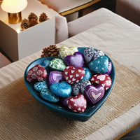 Décoration intérieure de luxe moderne Arbre de vie gravé à la main Coeur plat en stéatite Présentoir en pierre sculptée pour les fêtes Cadeaux d'amour Artisanat