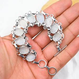 Bracelet en pierre de lune, argent sterling 925, bijoux faits à la main, bracelet en pierres précieuses, cadeaux de mariage et de Noël - Product Image 2