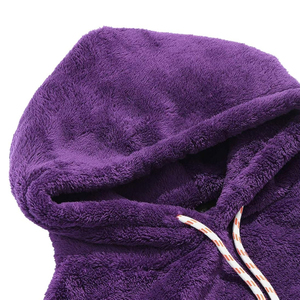 Good <b>Fabric</b> New Arrival Customized <b>Sherpa</b> Fluffy Fleece Autumn Knitted Nonwoven Hooded Pullover Thick Fur Men's 100% Cotton - Product Image 3