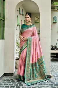 Colección de Elegantes y Modernos Saris de Seda Paithani, Ropa de Fiesta para Mujeres Indias y Pakistaníes, Reversible, de Secado Rápido, Sin Arrugas, para Todas las Temporadas - Product Image 3