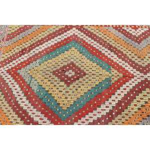 Tapis turc vintage, tapis Kilim 5,2x10,3 pieds, tapis camouflage rouge et bleu - Product Image 5
