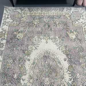 Grand tapis turc, tapis vintage 4,9x8,8 pieds, tapis en laine à bordures grises - Product Image 3