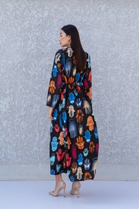 2025 nouveauté haute qualité mignon naturel mode élégant solide à manches longues décontracté été femmes Sexy Boho caftan robe lavable - Product Image 3