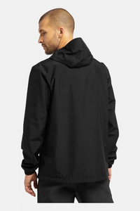Black Lightweight Waterproof Windbreaker Jacket <b>Men</b> Hooded Stand Collar Casual Soft Shell Full Zip Outdoor <b>Rain</b> <b>Coat</b> Winter - Product Image 2