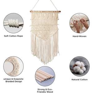 Colgante de pared de macramé hecho a mano para decoración del hogar, suministro de fábrica de calidad superior, disponible a precio asequible - Product Image 3