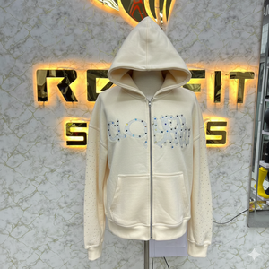 Sudadera con capucha y cremallera personalizada de alta calidad, la más demandada, con pedrería, impresión digital, fabricada en fábrica, precio económico, unisex, color liso, para invierno. - Product Image 3