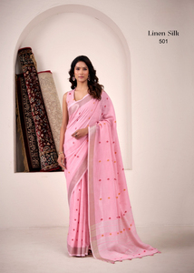 Moderno Ligero Lino Seda Saree Floral Impreso Satén Transpirable Ecológico Versátil Todas las ocasiones étnicas Incluye Bandana - Product Image 4