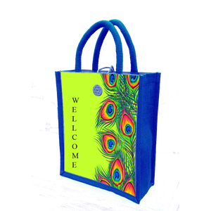 Bonito bolso de compras de yute teñido estampado a la moda tejido acolchado para el uso diario fabricado en India Bengala Occidental - Product Image 1