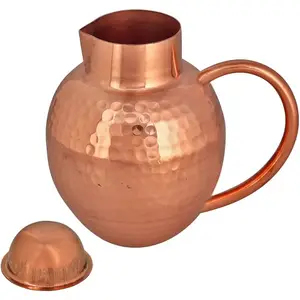 Pure solid copper handcrafted hammered jug 100 percent copper Tableware and Utility Item