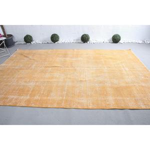 6.7x10.3 ft Turkish Rug, Large Vintage Rug, <b>Yellow</b> Floral Rug - Product Image 4