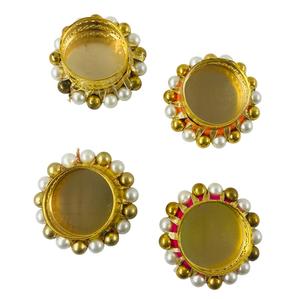 เชิงเทียนโลหะแบบแฮนด์เมดสไตล์อินเดียดั้งเดิมมีมุกดีไซน์พื้นเมืองในร่มกลางแจ้งสำนักงานเทศกาลดิวาลีงานแต่งงาน - Product Image 1