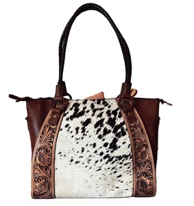 Best Quality Leather Hand Tooled Shoulder Bag Hair on Cowhide Leather Western Style Woman <b>Tote</b> Bag Supplier & Manufacturer - Product Image 2
