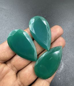 Piedra preciosa suelta de alta calidad con forma de pera de corte facetado de ónix verde natural para la fabricación de joyas gemas al por mayor 17x39mm - Product Image 1