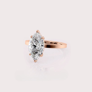 IGI Certified Marquise Shape Lab Created Diamond Engagement / Wedding <b>Ring</b> 14K Rose / Yellow & White Gold Classic Solitaire <b>Ring</b> - Product Image 4