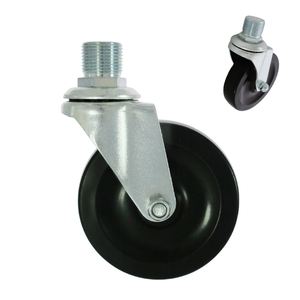 Roues de chariot en acier, 4 pouces, roulettes pivotantes en caoutchouc noir pour usage industriel - Product Image 1