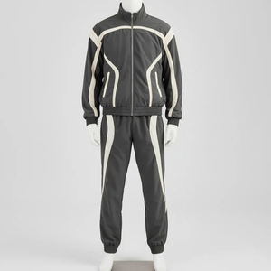 Conjunto de Dos Piezas de Chaqueta Cortavientos y Pantalones de Satén Transpirable Estampado Ligero, Chándal Bordado de Hip Hop para Invierno - Product Image 5