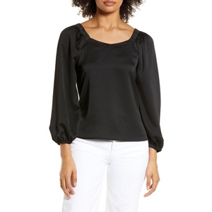 Camicetta Casual da Donna Bianca Taglia XL, Motivo a Righe e Tinta Unita, Stile Vintage in Tessuto Popeline e Chiffon per Primavera e Autunno - Product Image 1