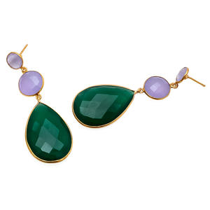 ต่างหูพู่ยาวมาใหม่ ต่างหูพลอยไฮดราสีม่วงและมรกตที่ไม่ซ้ําใคร ต่างหูดีไซน์คลาสสิกโดยอัญมณี - Product Image 2