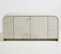 Table basse cascade moderne en os incrusté de style indien avec motif rayé gris, personnalisable, pour salon