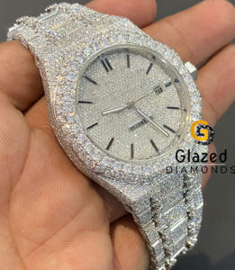 Montre pour homme en acier inoxydable aspect luxe entièrement glacé Moissanite ronde taille brillant pour hommes clarté Vvs améliorée - Product Image 2