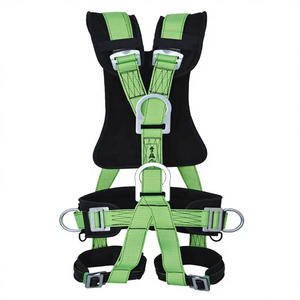 Harnais de sécurité complet vert avec sangles réglables et sangles en toile résistantes pour usage industriel et construction - Product Image 1