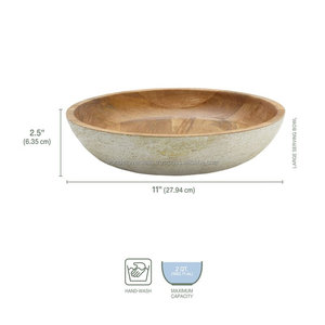 Cuenco de madera de mango Natural WONDER OVERSEAS, desechable, Color Natural, 2,5 pulgadas de altura, 11 pulgadas de diámetro para servir frutas de arroz - Product Image 4