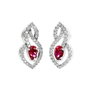 Déclaration moderne Bijoux fins 950 Platine Boucles d'oreilles Rubis synthétique Pierre précieuse Poire Coupe VVS Moissanite Tendance Femmes - Product Image 1