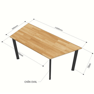 Modern Square Trapezoid <b>Office</b> <b>Table</b> 140x60cm Rubber Wood Oval Legs HBLG027 Minimalist Design - Product Image 4