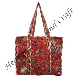 Sac de créateur en coton grande courtepointe en coton Shopper grands sacs faits à la main fourre-tout indiens sacs fourre-tout matelassés faits à la main en coton bloc grand - Product Image 6