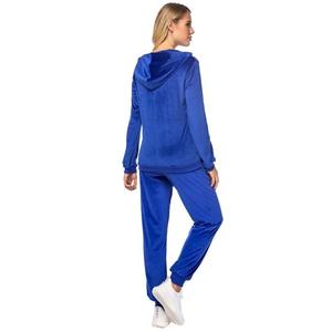 Meilleur prix hiver vente en gros bleu marine velours Jogging ensembles de survêtements pour femmes 2024 personnalisé 2 pièces survêtements pour filles avec fermeture éclair - Product Image 2
