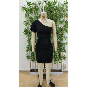 Vestido Mini Ajustado Asimétrico de un Solo Hombro con Fruncido para Mujer de Jane, Estilo Elegante en Tela Sandy para Fiestas Nocturnas - Product Image 5
