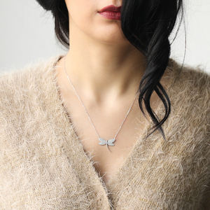 Delicado libélula encanto circón piedra colgante turco artesanía venta al por mayor 925 joyería de plata esterlina - Product Image 2