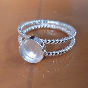 Ajuste de anillo de bisel redondo de 4MM de cuerda doble de plata esterlina, montaje en blanco para joyería personalizada de resina, Base de anillo DIY, banda trenzada - Product Image 2