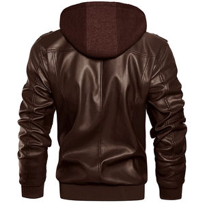 Chaqueta de cuero de moda para hombre de alta calidad de ajuste cómodo/chaqueta de cuero de moda con capucha de diseño único de manga larga para hombre 2025 - Product Image 3