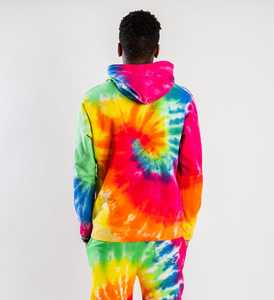 Survêtement deux pièces confortable et doux pour hommes, imprimé tie-dye, tenue décontractée, survêtement avec poche kangourou et cordon de serrage - Product Image 4