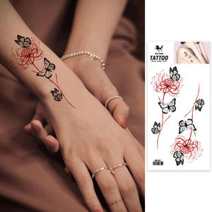 Vendita all'ingrosso di adesivi per tatuaggi temporanei personalizzati <span class=keywords><strong>con</strong></span> <span class=keywords><strong>fiori</strong></span> a farfalla stile personalizzato per uomini e donne vendita diretta in fabbrica - Product Image 4