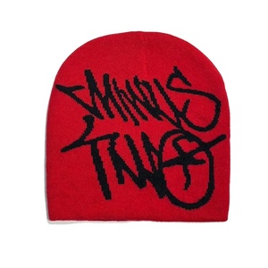 Mejor Precio Bajo MOQ Logotipo personalizado Jacquard Beanie Fabricantes All Over Print Beanie Fold Cuffless Winter Skull Knitted Hat, - Product Image 1